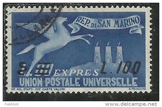 SAN MARINO 1957 ESPRESSI SPECIAL DELIVERY ESPRESSO DEL 1950 SOPRASTAMPATO SURCHARGED LIRE100 SU 80 L. USATO USED - Exprespost