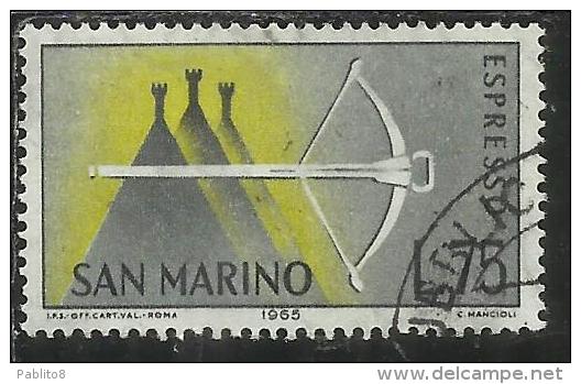 SAN MARINO 1966 ESPRESSI SPECIAL DELIVERY ESPRESSO BALESTRA LIRE 75 USATO USED - Timbres Express