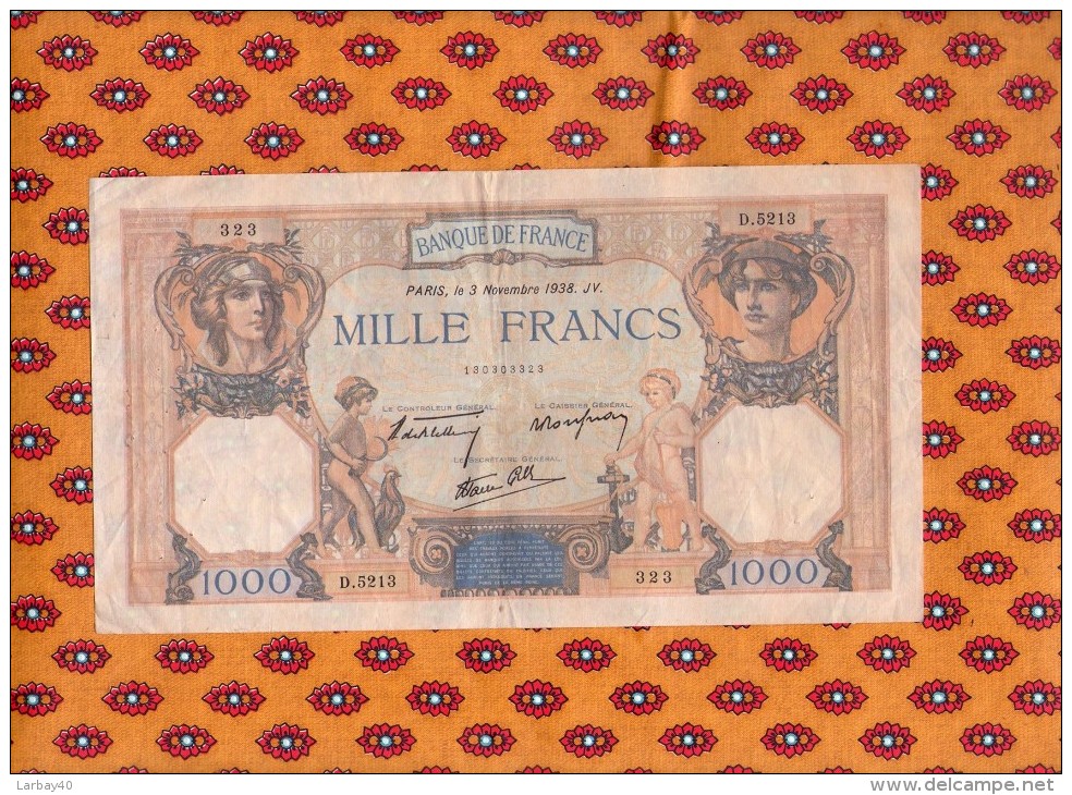 1 Billet De 1000 Francs Cérès Et Mercure    3 Novembre 1938 - 1 000 F 1927-1940 ''Cérès Et Mercure''