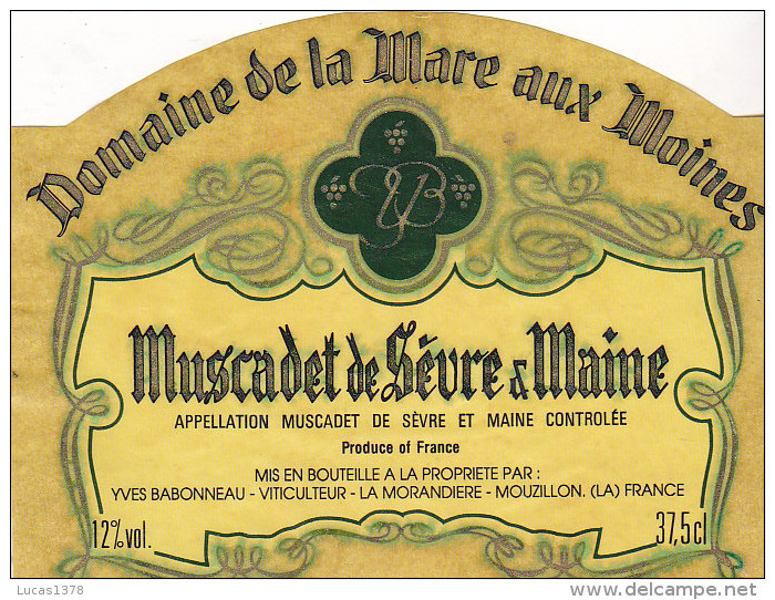 DOMAINE DE LA MARE AUX MOINES / MUSCADET SEVRE ET MAINE - Vino Blanco