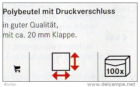 Hülle Größer 100 Polybeutel Mit Verschluß Neu 2€ Schutz/Einsortieren #781 Lindner 60x80 Mm For Stamps Too Coins Of World - Buste Trasparenti