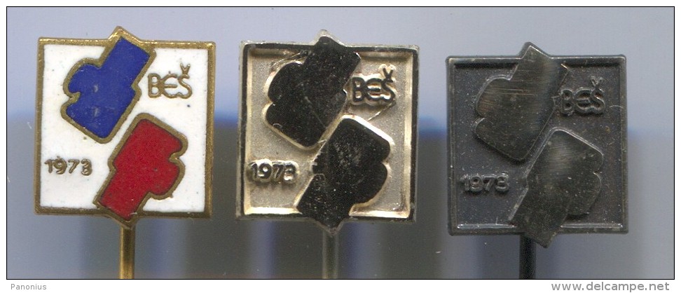 BOXING - Beograd, European Championship, 1973. Enamel, Vintage Pin, Badge, Lot 3 Pieces, BERTONI Milano - Boxen