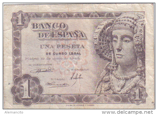 BILLETES - 1 PESETA - 1948 - 1 PESETA LA DAMA DE ELCHE - Sonstige & Ohne Zuordnung