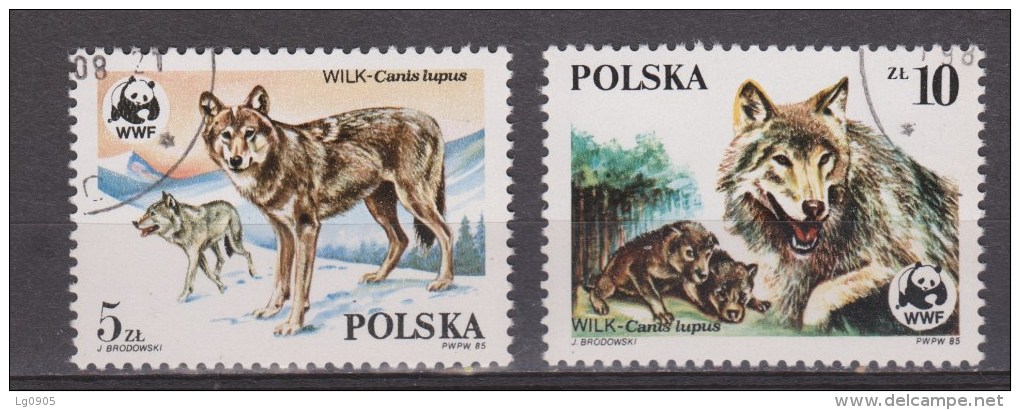 Polen, Poland, Pologne Gestempeld, Used ; Wolf, Lobo, Loup, Wulf, WNF, WWF - Oblitérés