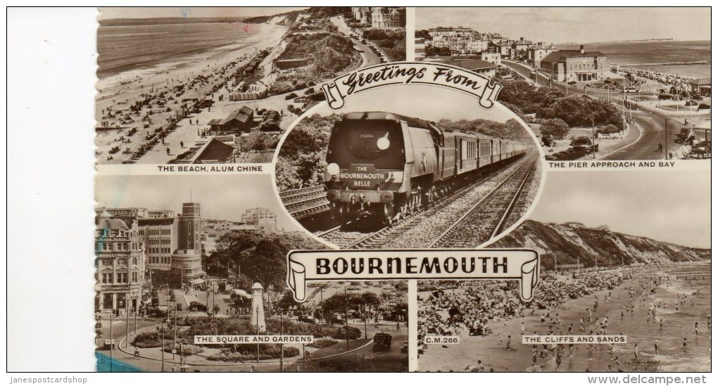 REAL PHOTOGRAPHIC MULTI-VIEW BOURNEMOUTH - SHOWING THE BOURNEMOUTH BELLE - Bournemouth (avant 1972)