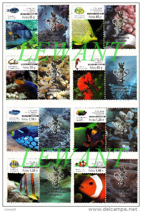 2014.10.10  XXI Warsaw National Philatelic Exhibition - Fishes - Se-tenant Label Type D - Horizontal MNH - Neufs