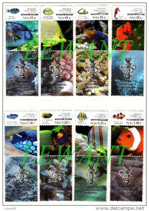 2014.10.10  XXI Warsaw National Philatelic Exhibition - Fishes - Se-tenant Label Type D - Vertical MNH - Ungebraucht