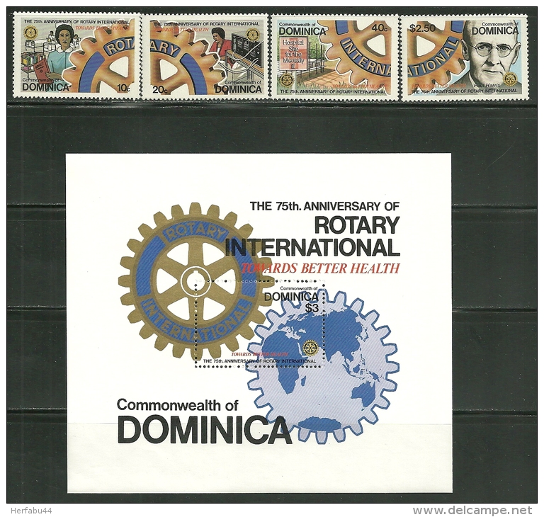 Dominica    "Rotary International"    Set & Souv. Sheet     SC# 659-63   MNH** - Dominica (1978-...)