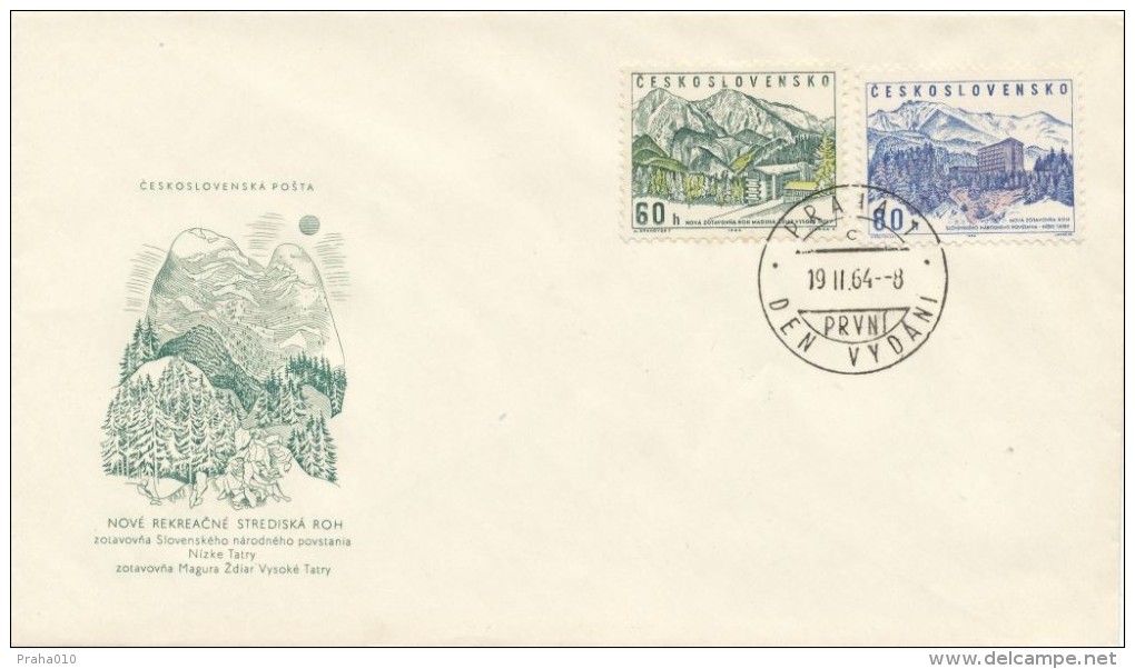 Czechoslovakia / First Day Cover (1964/05), Praha 1 (c) - Theme: Low Tatras, High Tatras - Hotels, Restaurants & Cafés