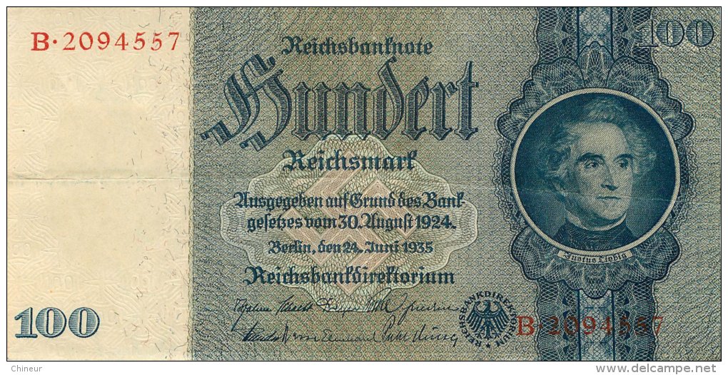 BILLET DE 100 REICHSMARK 24 JUIN 1935 SERIE B - 100 Reichsmark