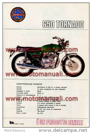 Benelli 650 Tornado 1971 Depliant Originale Genuine Factory Brochure Prospekt - Motor Bikes