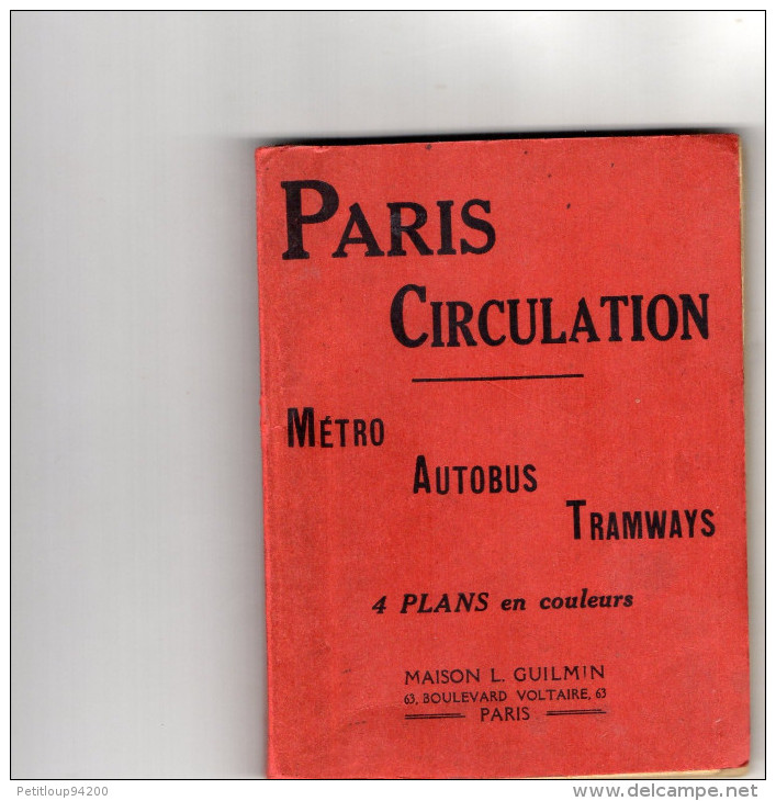 PLAN   PARIS CIRCULATION  Métro/Autobus/Tramways   Maison L. GUILMIN - Europa