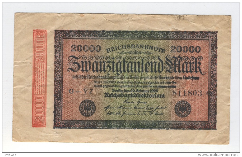 ALLEMAGNE  20000 MARK 1923 - 20.000 Mark