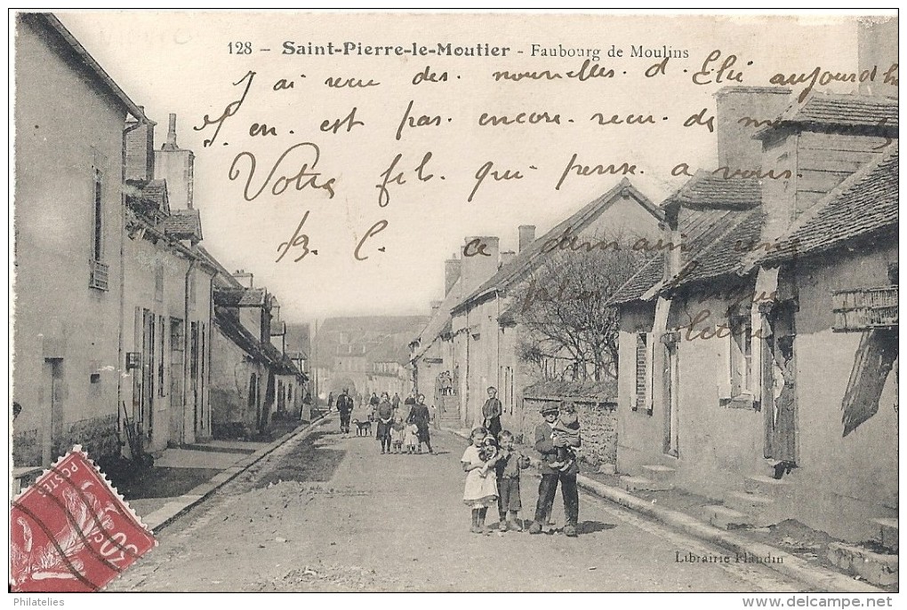 ST PIERRE LE MOUTIER FAUBOURG DE MOULINS 1916 - Saint Pierre Le Moutier