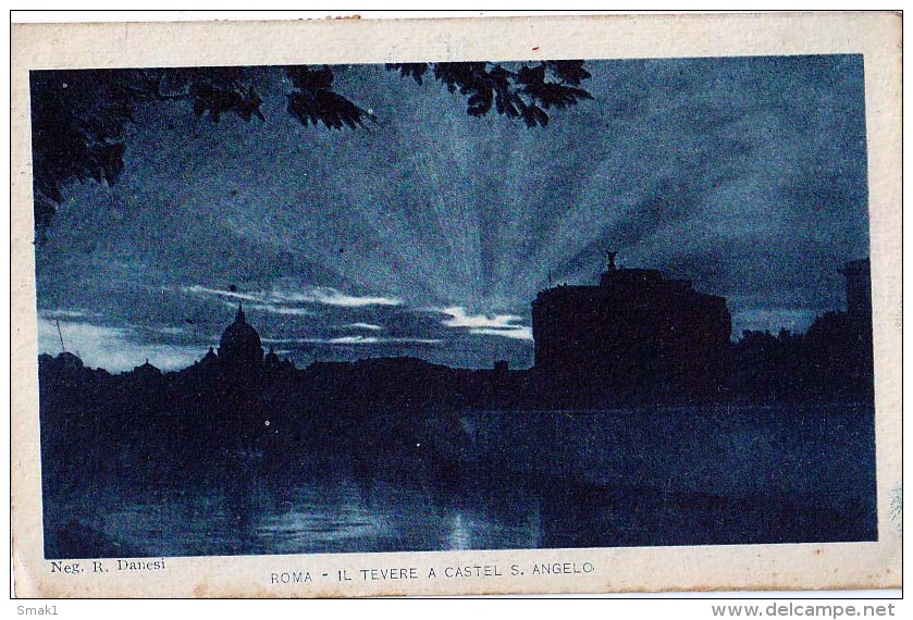 LAZIO ROMA  IL TEVERE A CASTEL S.ANGELO NEG.R.DANESI CARTOLINA 1924 - Castel Sant'Angelo