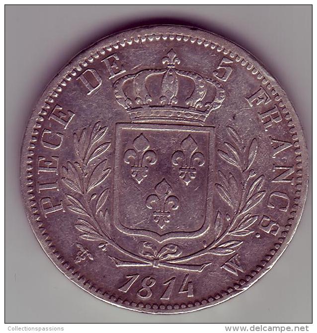 5 Francs. Louis XVIII. Buste Habillé. 1814 W - - 5 Francs