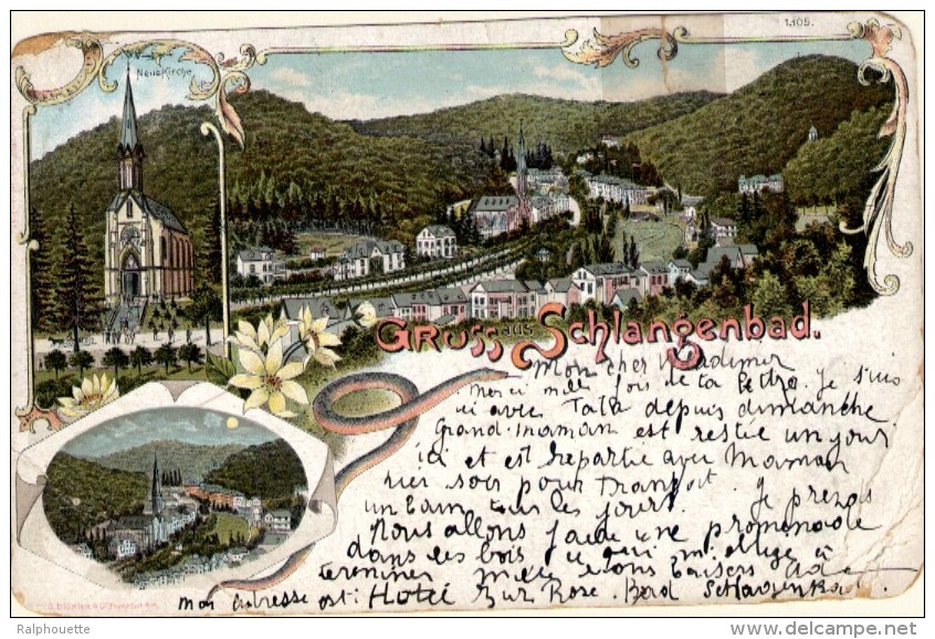 Gruss Aus Schlangenbad (Pliure Sur Le Coté Inférieur Gauche De La Carte) - Schlangenbad