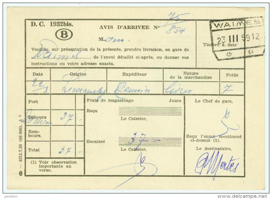 Aankomstbericht - Waimes (zie Scans) - Otros & Sin Clasificación