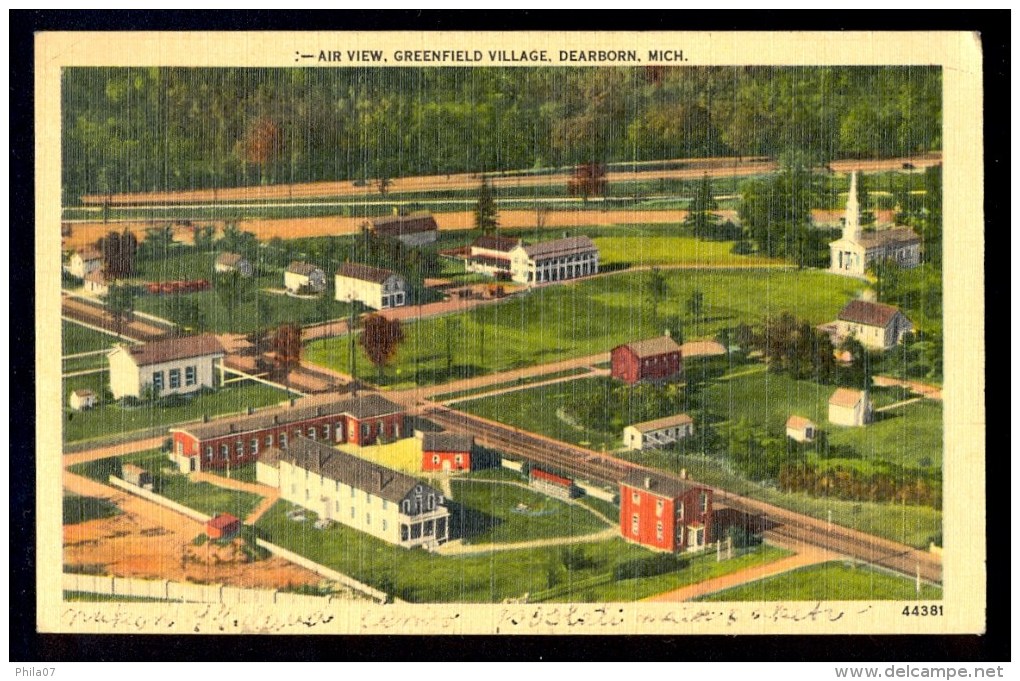 Air View, Greenfield Village Dearborn, Mich. ----- Postcard Traveled - Dearborn