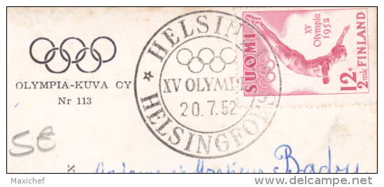 XV Olympia Helsinki 1952, Circulé 1952, Cachet Et Timbre Des XV Jeux Olympiques - The House Of Scientific Societies - Olympische Spelen