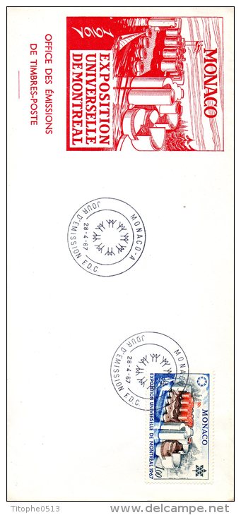 MONACO. N°727 De 1967 Sur Enveloppe 1er Jour (FDC). Expo. Universelle De Montréal. - 1967 – Montreal (Kanada)