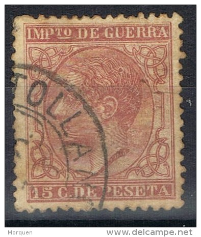 Sello 15 Cts Alfonso XII, Fechador Trebol PUERTOLLANO (Ciudad Real), Num 188 º - Impuestos De Guerra