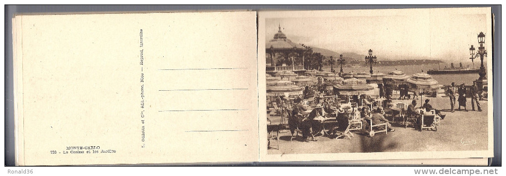 LOT carnet de 20 cp avec 18 MONACO MONTE CARLO nuit casino jardins café rocher ravin sainte dévote palais port