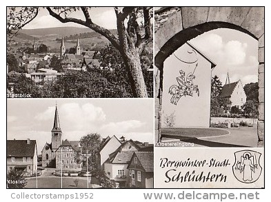 5479- SCHLUCHTERN- VILLAGE PANORAMA, GATE, CLOISTER, POSTCARD - Schluechtern