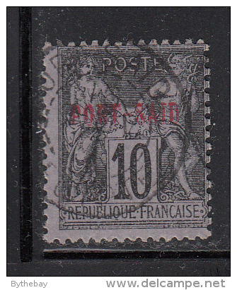 French Offices In Egypt - Port Said Used Scott #6 10c Peace And Commerce, Red Overprint, Type I - Used Stamps