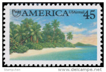 1990 USA Air Mail Stamp Pre-Columbian America Sc#c127 Post Island Coast Ocean - Inseln