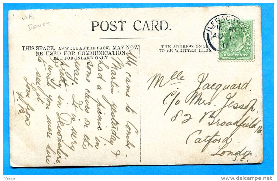 Postmark  ILFRACOMBE 1911 On  COMBE MARTIN ,CERT VALLEY .Devon - Ilfracombe