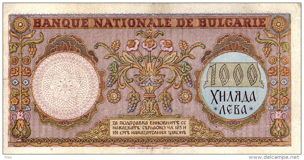 Bulgaria,1000 Leva,1938 - P.56,see Scan - Bulgarie