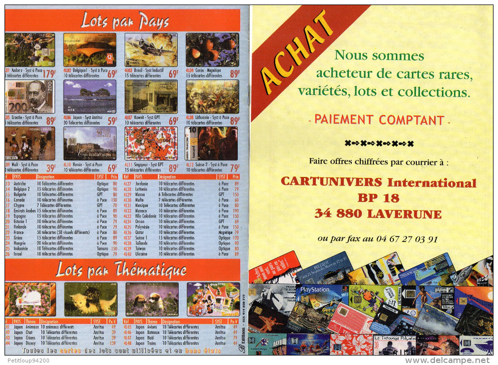 TARIFS  TELECARTES  CARTUNIVERS    2000 2002 2002 2006  (lot De 4) - Libri & Cd