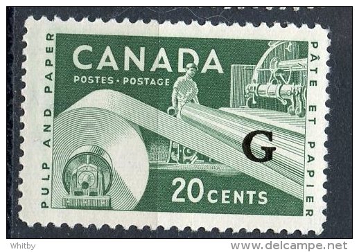 Canada 1955 20 Cent  Paper Industry  Overprint Issue #O45  MNH - Perfins