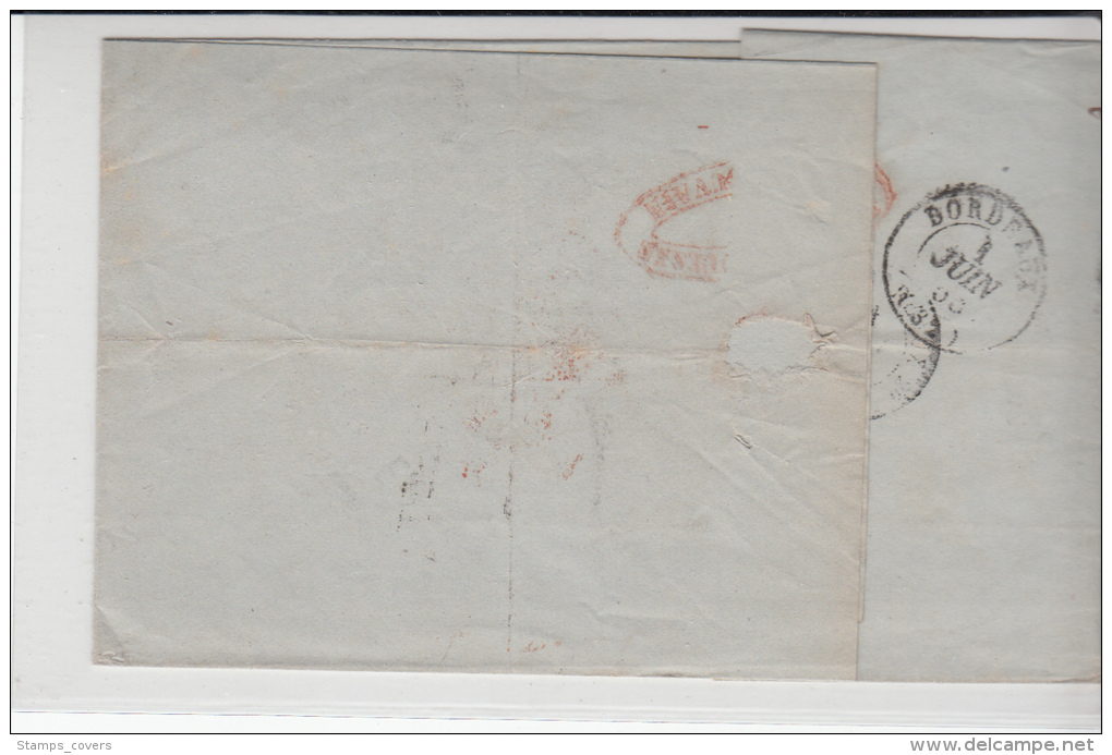 BELGIUM USED COVER 30/05/1855 LOUVAIN VERS BORDEAUX - 1830-1849 (Belgique Indépendante)