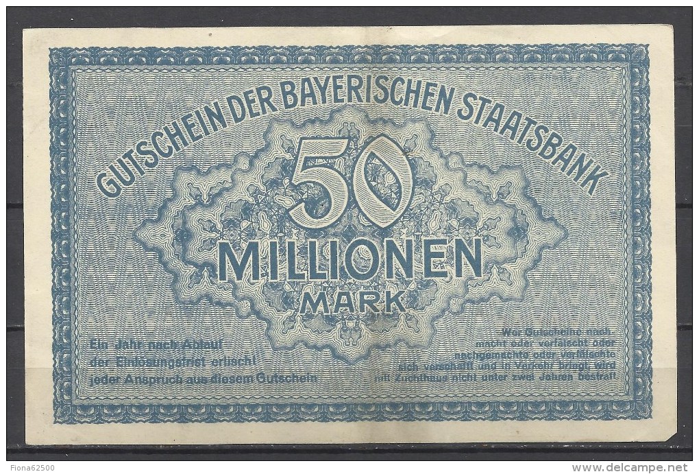 ALLEMAGNE .  BILLET DE 50 MILLION EN MARK . 1923 . - 50 Mio. Mark
