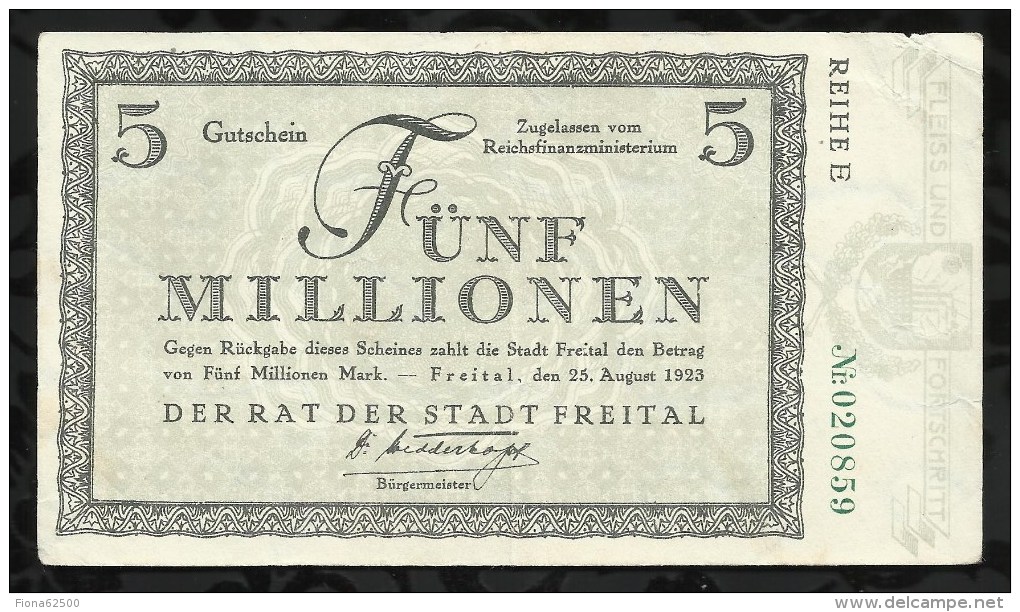 ALLEMAGNE .  BILLET DE 5 MILLION EN MARK . 1923 . - 5 Miljoen Mark