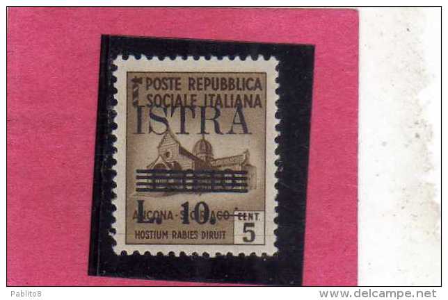 OCCUPAZIONE JUGOSLAVIA YUGOSLAVIA  ISTRIA ISTRA 1945 NUOVO VALORE SOPRASTAMPA ITALIA ITALY SURCHARGED LIRE 10 SU 10C MNH - Jugoslawische Bes.: Istrien