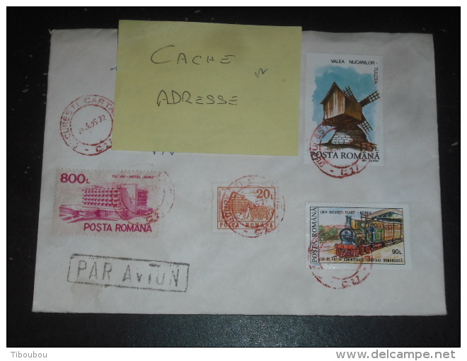 LETTRE ROUMANIE ROMANIA ROMANA AVEC YT 3973 3976F 4141 ET 4206 - AUBERGE BRASOV - HOTEL MOULIN LOCOMOTIVE TRAIN - - Storia Postale