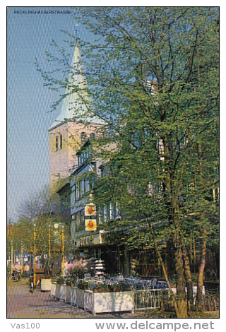 5935- DORSTEN- STREET, RESTAURANT, BIKE, POSTCARD - Dorsten