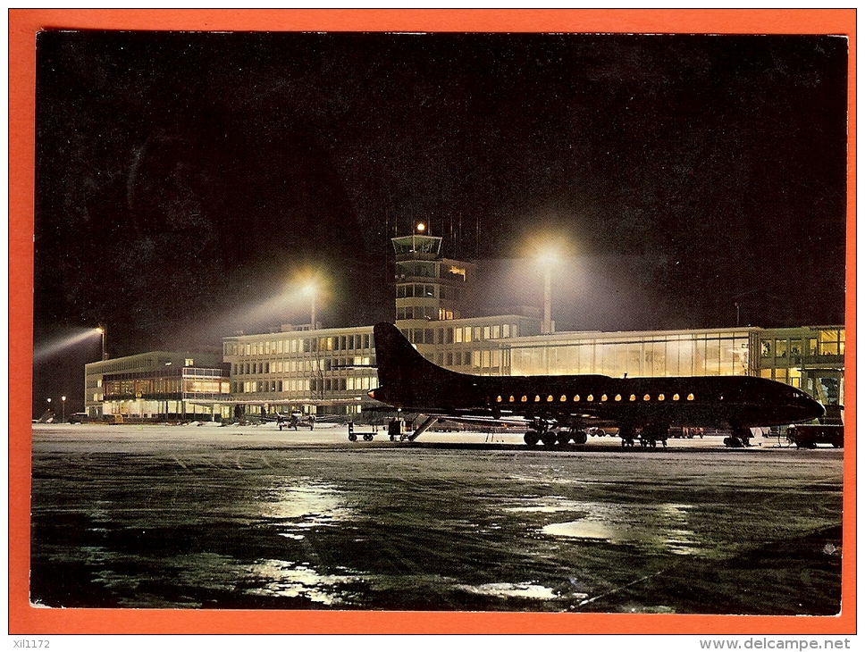 MAH-15  Flughafen Zürich Kloten Airport, Im Nacht. Flugzeut.  Stempel Kloten 1963 - Kloten