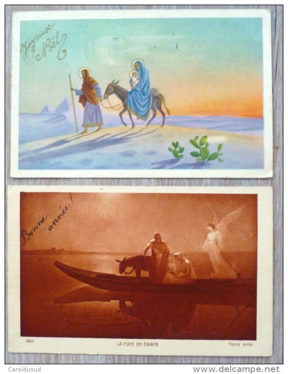 Lot 12x Cp Litho Illustrateur FETE ANGE Noel Creche Jesus Joseph Marie Fuite En Egypte Agneau - Sammlungen & Sammellose