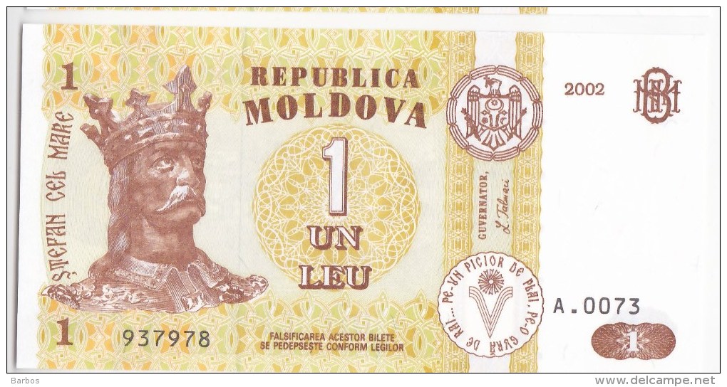 MOLDOVA  ; MOLDAVIE ; MOLDAU ; 1 Leu  ; 2002  ;  UNC - Moldavia