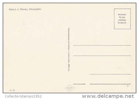 6439- POSTCARD, LINZ- MAIN SQUARE, COLUMN, CAR - Linz