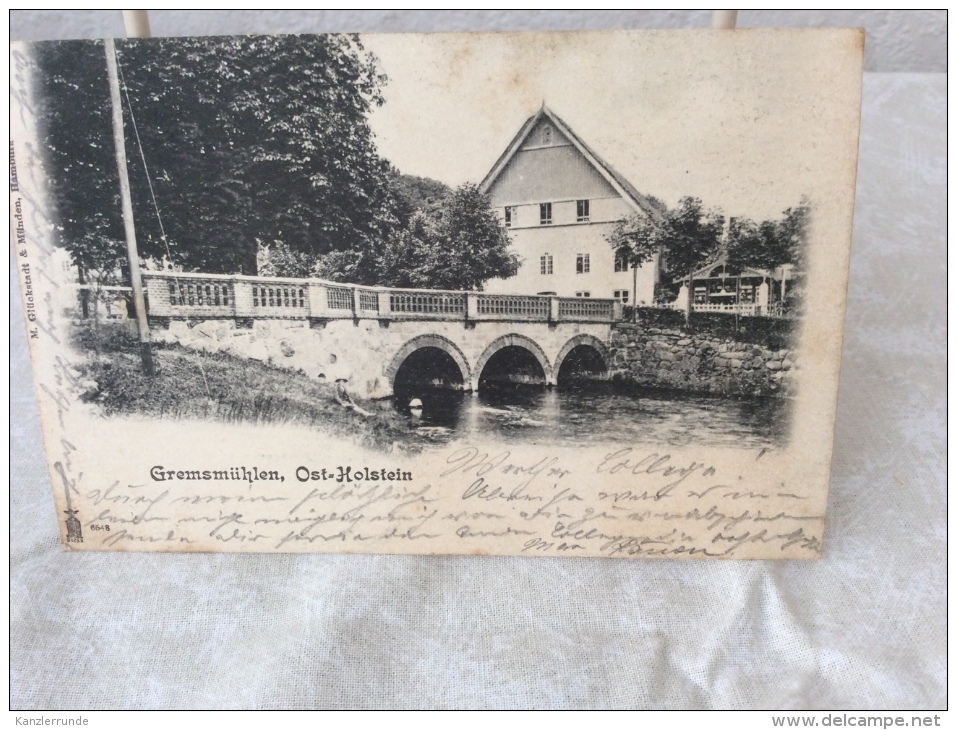 Malente Gremsmühlen Ost-Holstein Postkarte Ansichtskarte Lithographie AK 1902 Nach Harburg - Malente-Gremsmuehlen