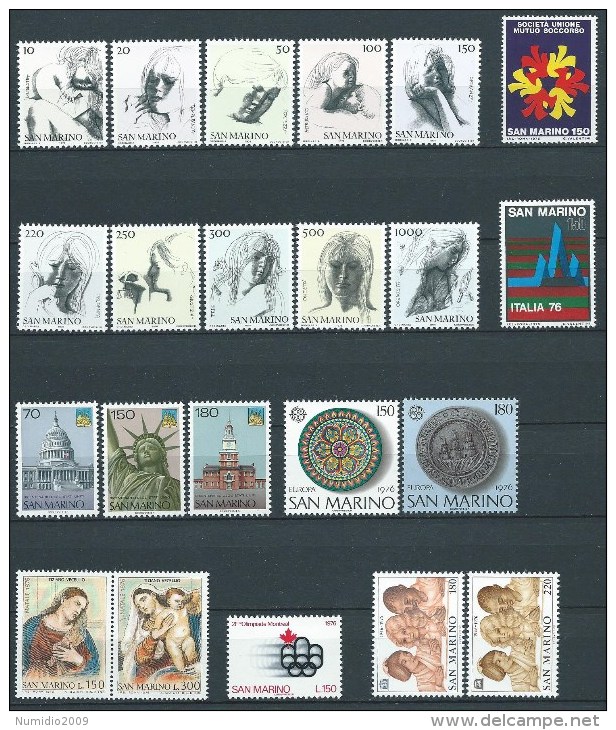 1976 SAN MARINO ANNATA 22 VALORI MNH ** - ED - Full Years