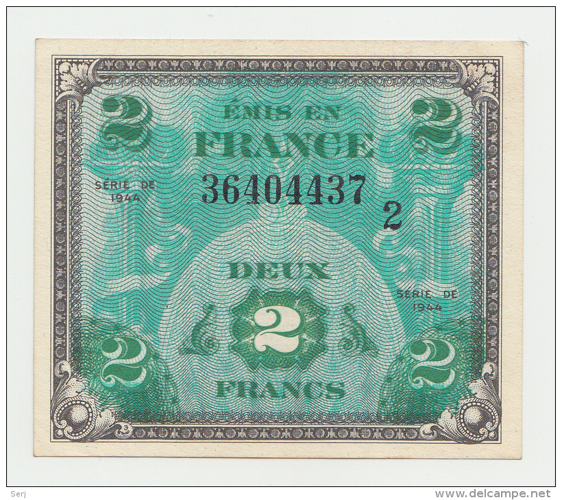 France 2 Francs 1944 AUNC+ P 114b 114 B - 1944 Flagge/Frankreich