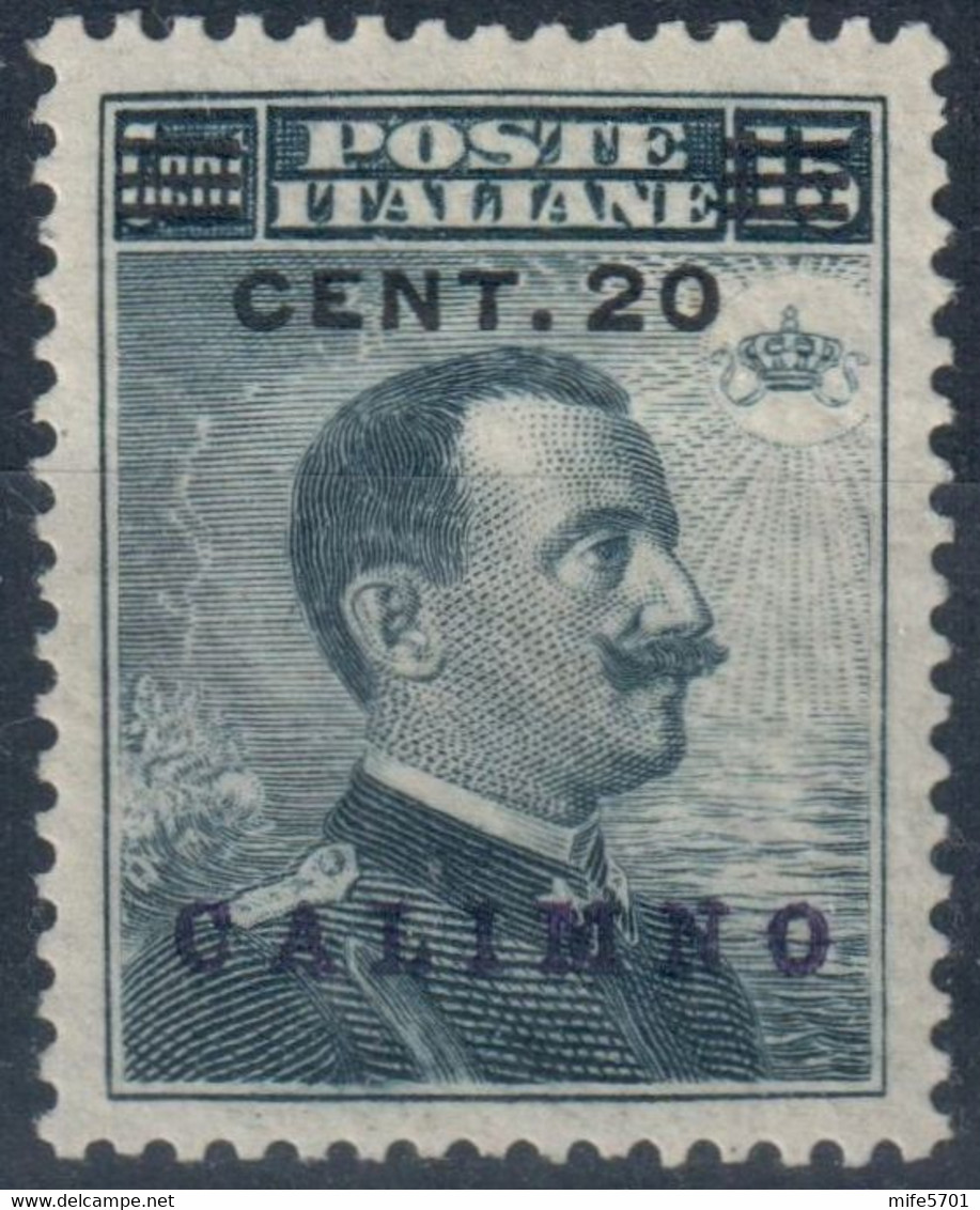 REGNO D'ITALIA COLONIA CALINO / CALIMNO 1916 - MICHETTI C. 20 Su C. 15 NERO - BUONA CENTRATURA NUOVO MNH ** - SASSONE 8 - Aegean (Calino)