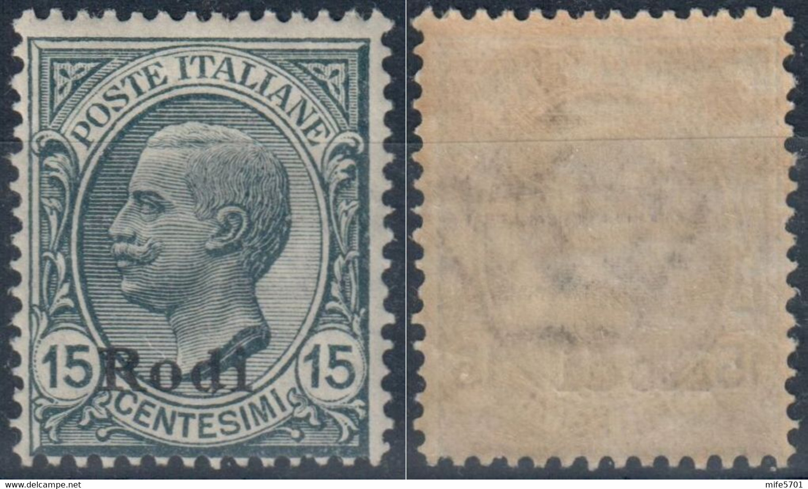 REGNO D'ITALIA / COLONIA RODI - 1919 - C. 15 GRIGIO - CATALOGO SASSONE NUMERO 11 FRESCHISSIMO - NUOVO / MNH ** - Ägäis (Rodi)