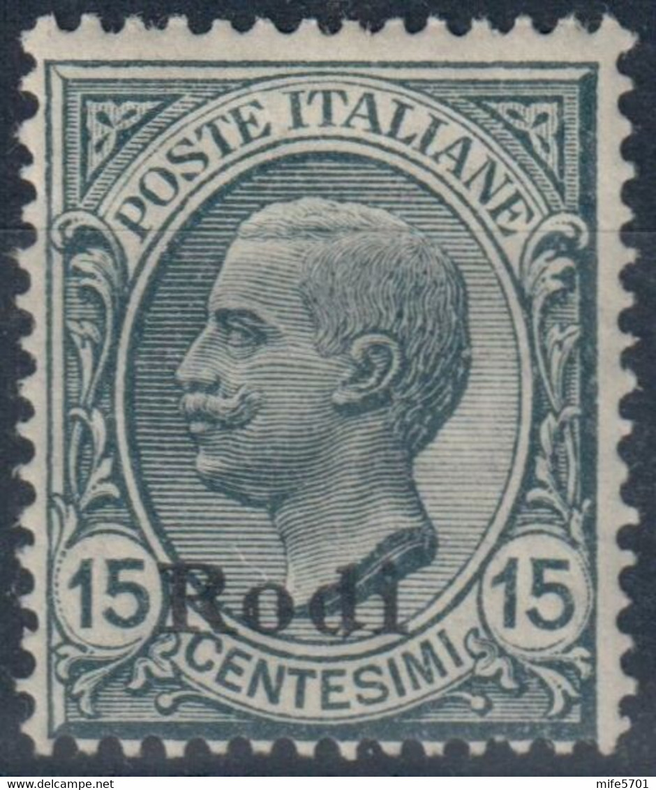 REGNO D'ITALIA / COLONIA RODI - 1919 - C. 15 GRIGIO - CATALOGO SASSONE NUMERO 11 FRESCHISSIMO - NUOVO / MNH ** - Ägäis (Rodi)